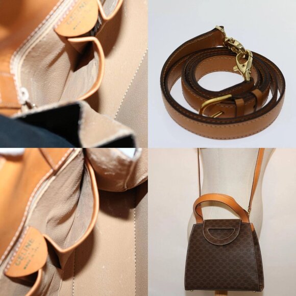 CELINE Macadam Canvas Hand Bag PVC 2way Brown Auth 69000V - Picture 15 of 16